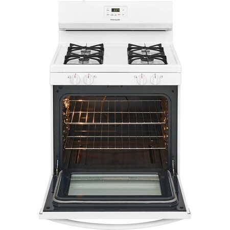 Frigidaire 30-in. White Gas Freestanding Range with Manual Clean, 5cu. ft. Oven & Storage Drawer FCRG3015AW